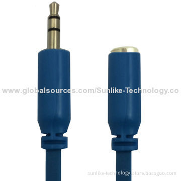 Audio Extension Cable, Molding, Nickel-plated, Half-shiny, Half Matte, Flat Line, 3.5SP Male-female